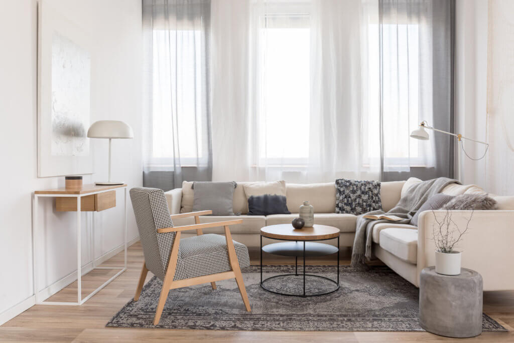 Round wooden coffee table