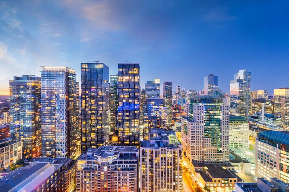 Downtown Toronto view near 55 Bremner Blvd, Maple Leaf Square condos