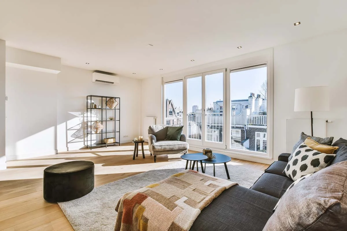 A modern and well-furnished living room in a Long Beach short term rental property