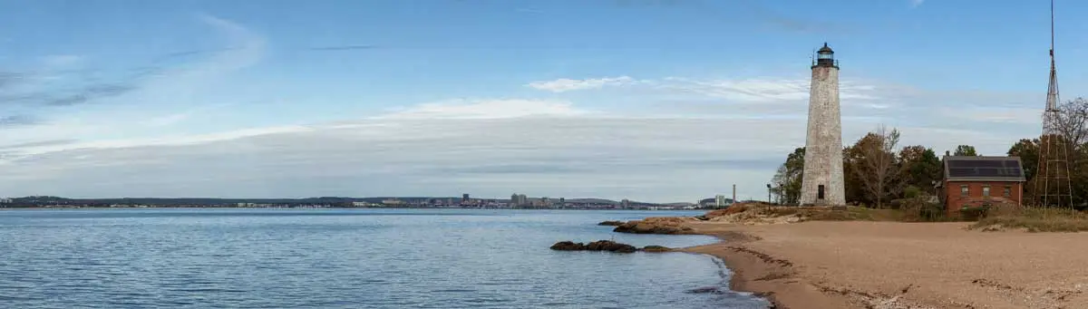 Lighthouse Point waterfront aerial view
