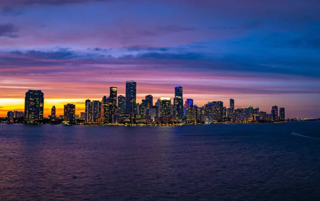 Miami skyline sunset aerial view Airbnb
