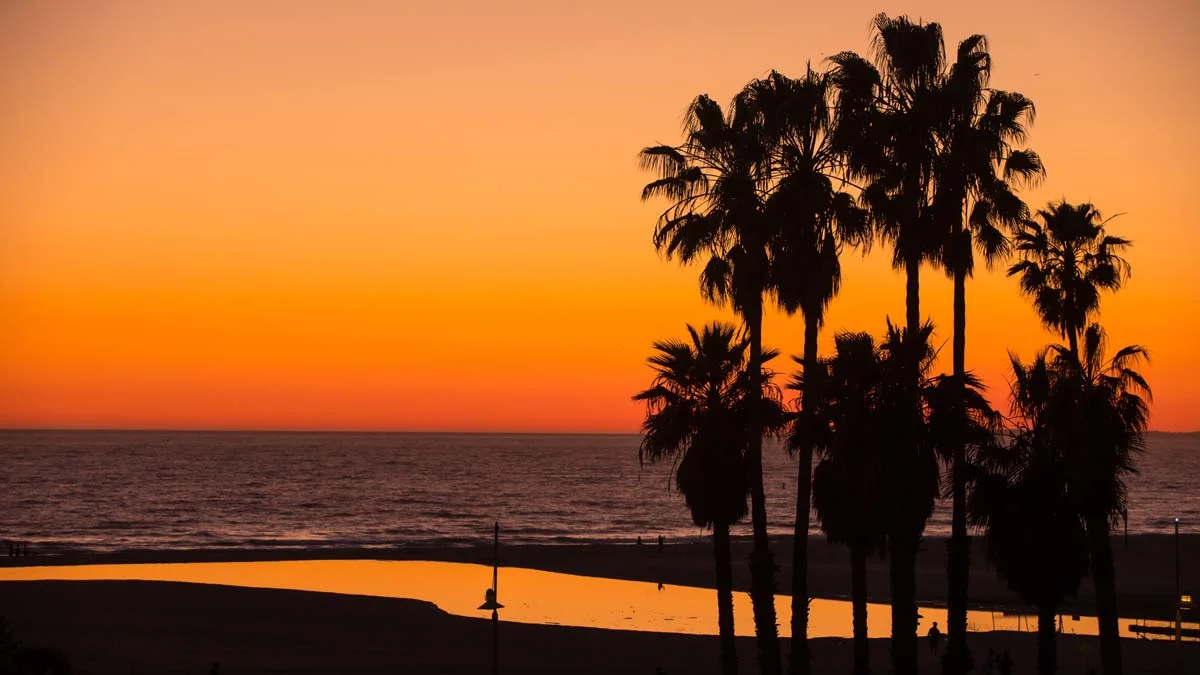 Scenic sunset in Santa Monica showing why the area is popular for unique vacation rentals in Los Angeles