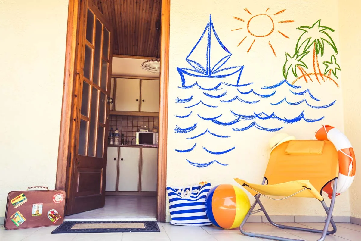 Bright and modern interior of a coastal vacation rental home