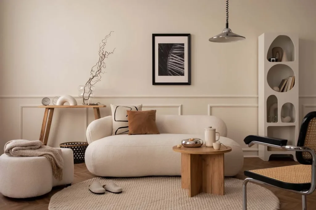 Bright and modern interior of a coastal vacation rental home