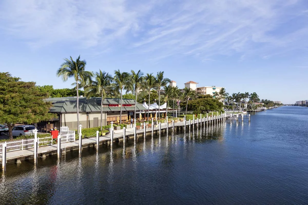 The sunny coastline of Pompano Beach, Florida