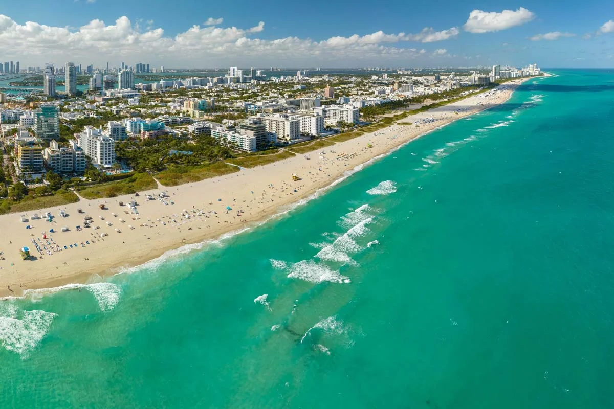Tourism infrastructure in the southern USA, Miami Beach city with high luxury hotels and condos
