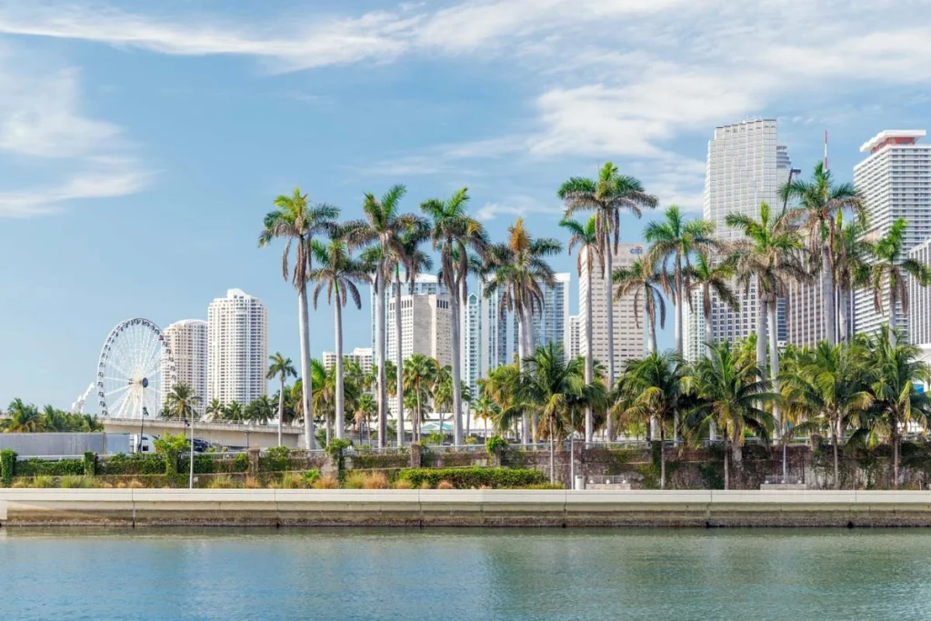 Aerial view of luxury South Beach condos and the Atlantic Ocean coastline in Miami Beach