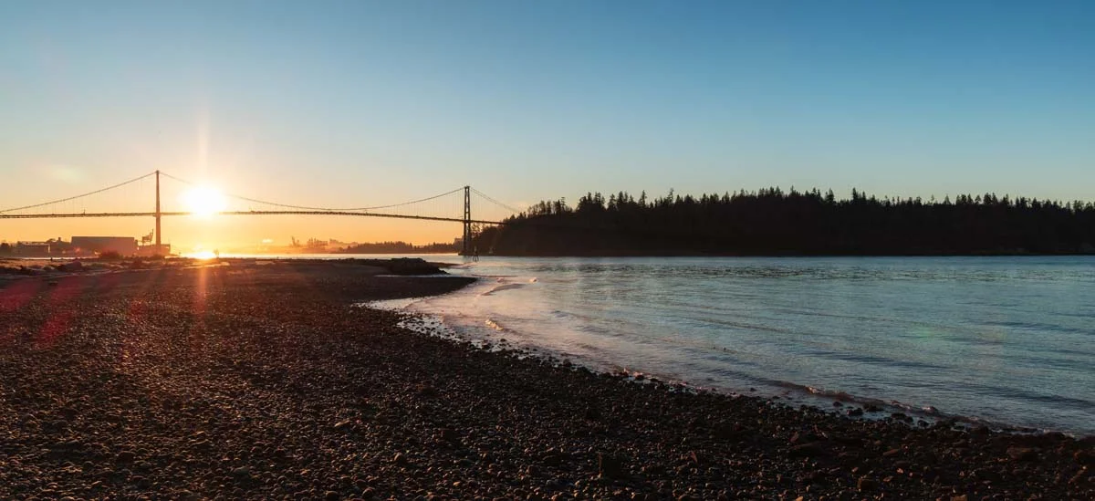 Beautiful sunrise at Ambleside Beach in West Vancouver