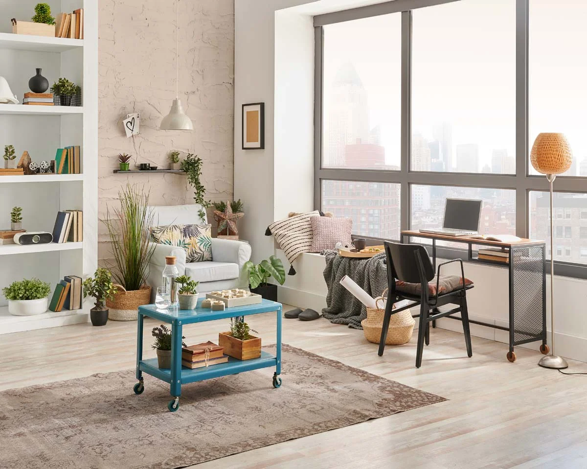 Bright and airy modern living room with stylish furniture and professional decor in a short-term rental