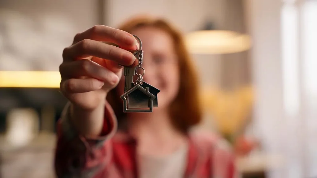 Close-up shot of house keys for a guest staying at a property managed by a vacation rental manager
