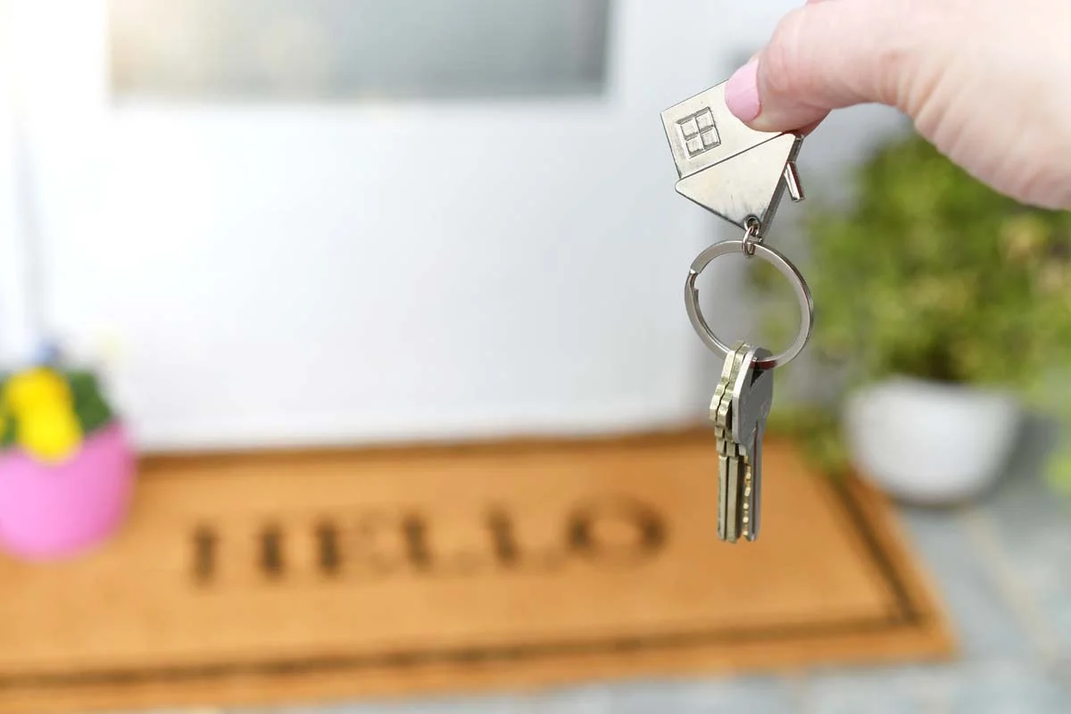 House keys of vacation rental ready for an Airbnb guest arrival