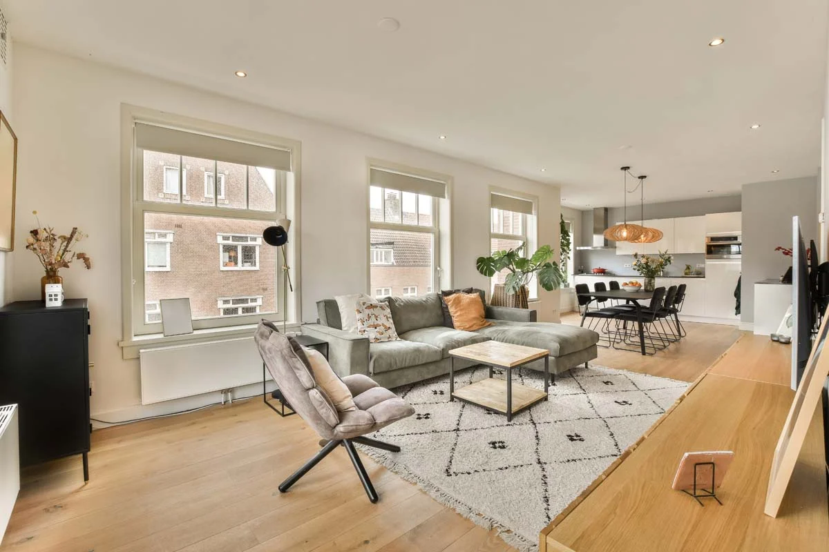 Interior view of a luxury furnished apartment featuring modern furniture and high-end decor for short term accommodations