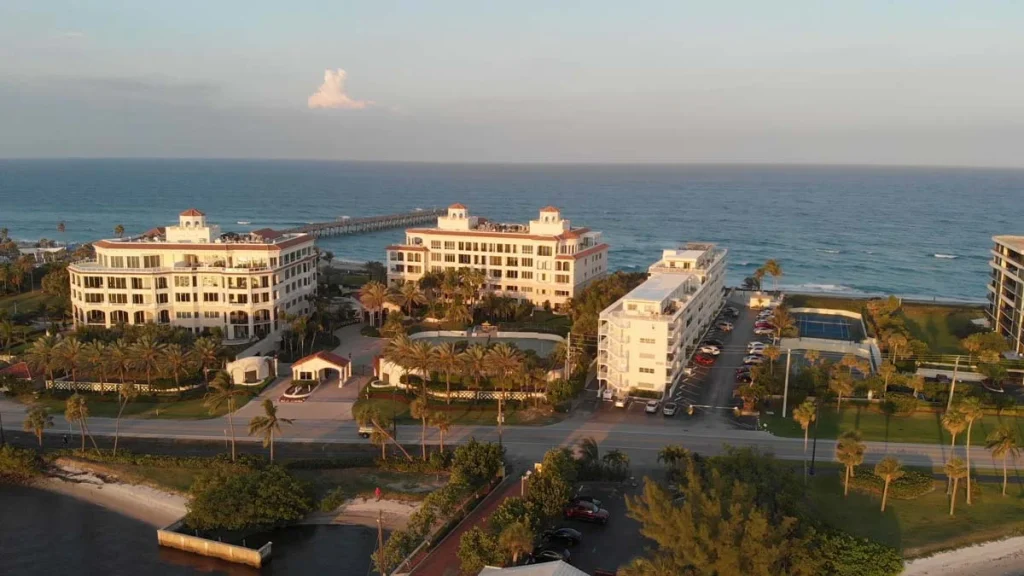 Panoramic view of Lake Worth Beach, Florida, at sunset