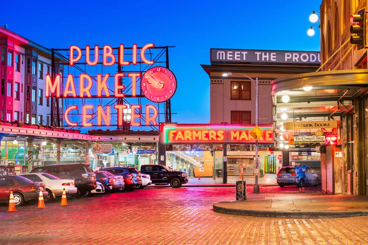 The famous Pike Place Market, where you’ll find many artisan food in Seattle, WA