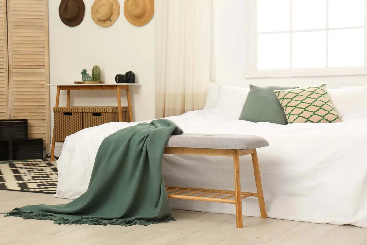 A clean and well-furnished guest room in a home prepared for a short term rental stay