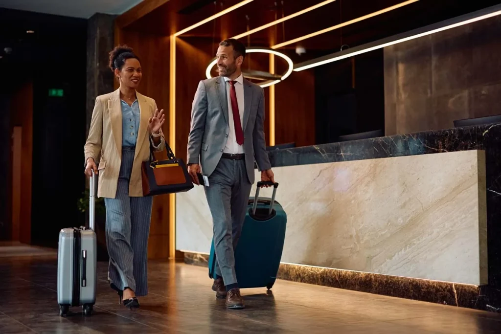 Executive professionals arriving at a furnished unit, illustrating the market for legal short term rentals in Culver City over 30 days