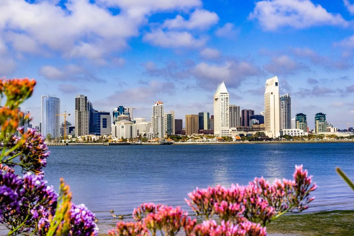 Panoramic view of the downtown San Diego skyline taken from Coronado Island, California