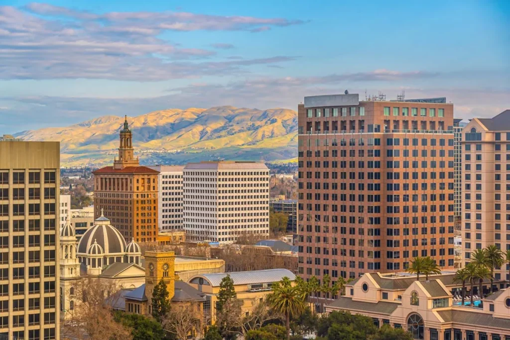Sunny skyline of San Jose California representing the local market for short term rentals in San Jose