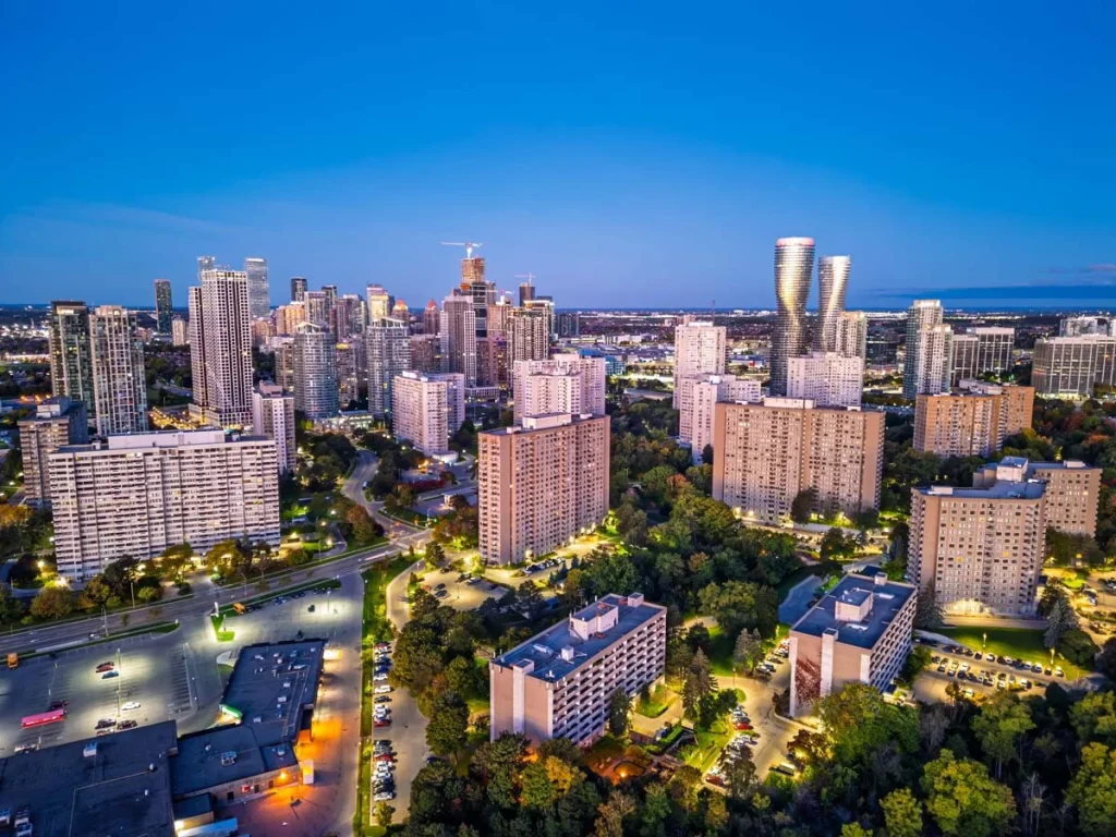 A quiet residential neighborhood street in Mississauga, Ontario, representing a local homesharing area