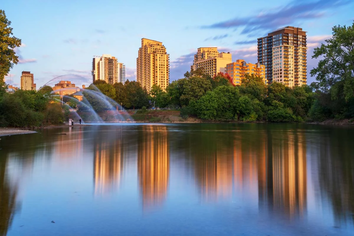 A scenic public park in London, Ontario, representing the local community and tourism projects supported by the Municipal Accommodation Tax.