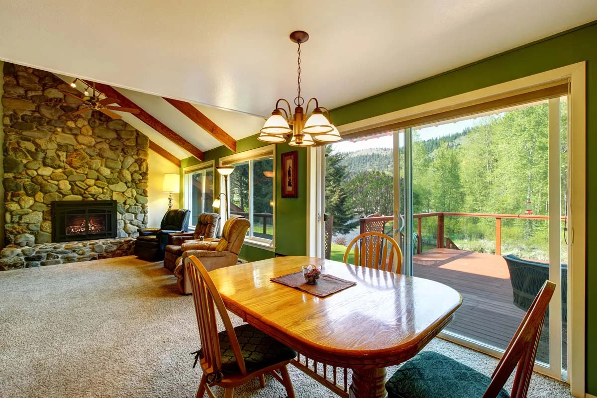 Clean and well-organized living room in a countryside rental home
