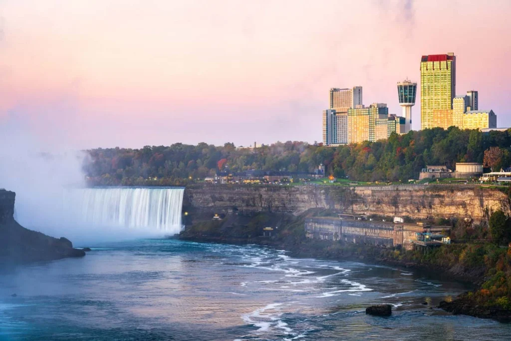 Majestic view of Niagara Falls, Ontario, Canada with Horseshoe falls at dawn