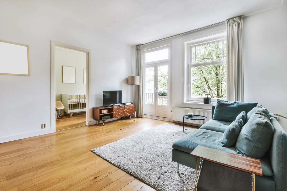 Spacious and modern living room in a vacation rental designed for large groups
