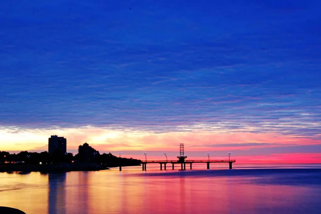 Sunrise over the Burlington Pier, Ontario, Canada