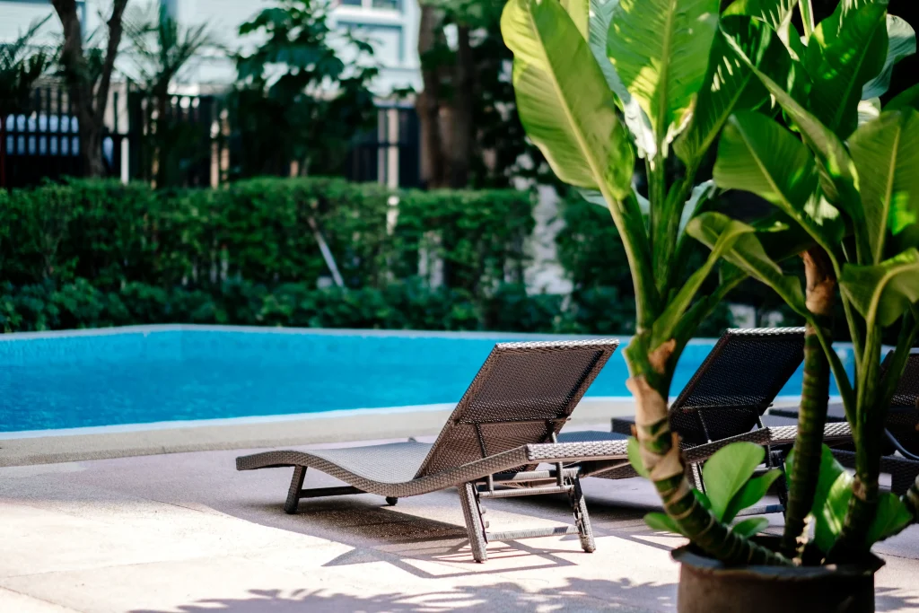 Sunny outdoor pool area of a profitable and well-managed Los Angeles Airbnb property