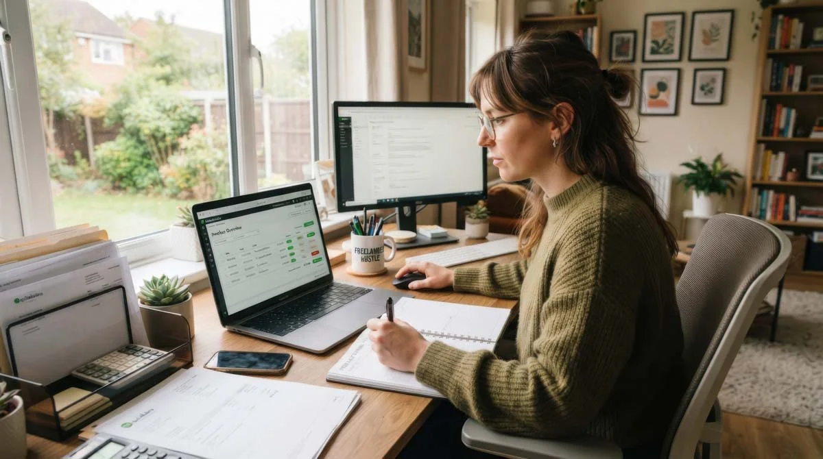 Investor analyzing short-term rental property financial numbers and spreadsheet data