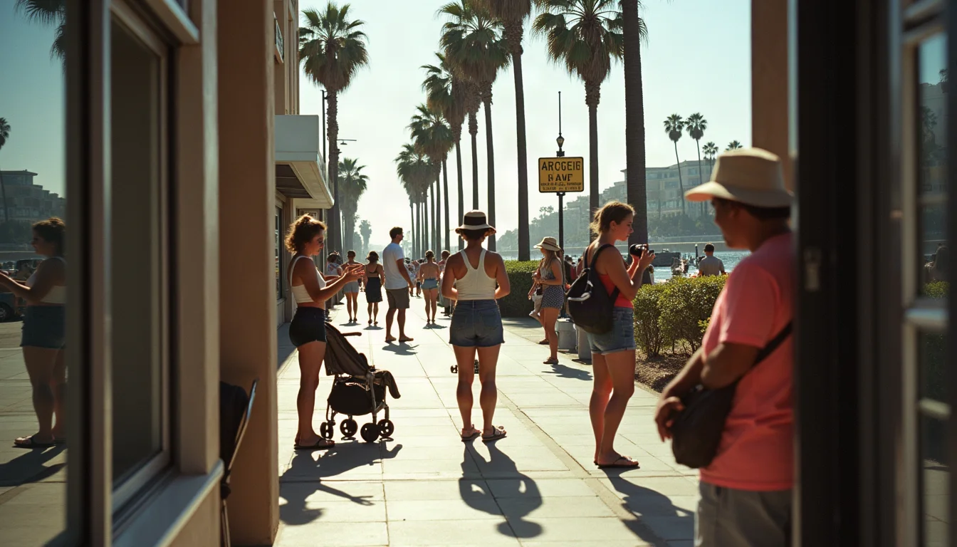 Short-term rental tourists in the streets of sunny Santa Monica