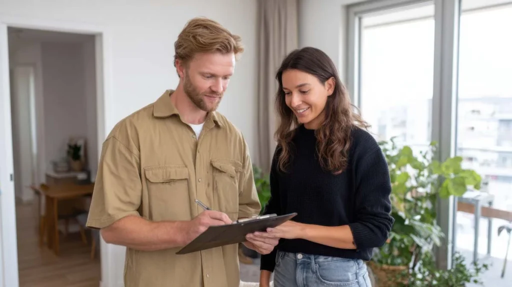 homeowner and property manager reviewing a Broward County rental management plan