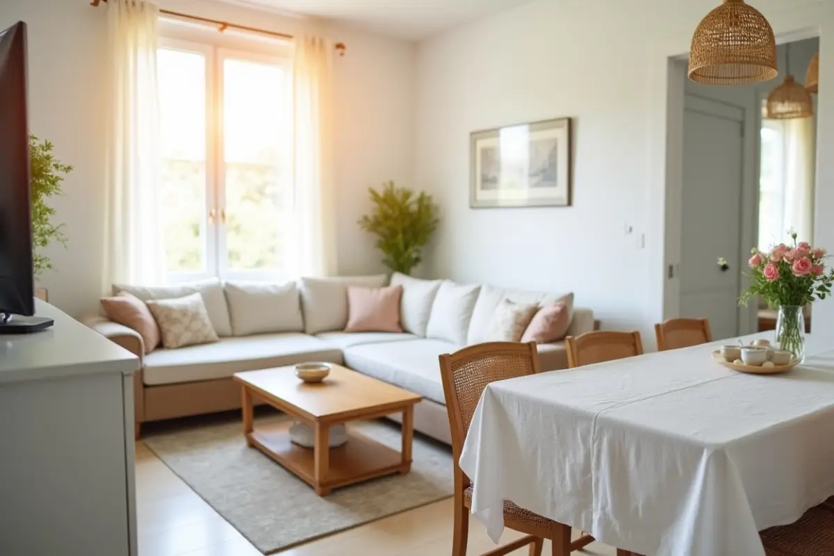 Bright and clean vacation rental living area ready for arriving guests