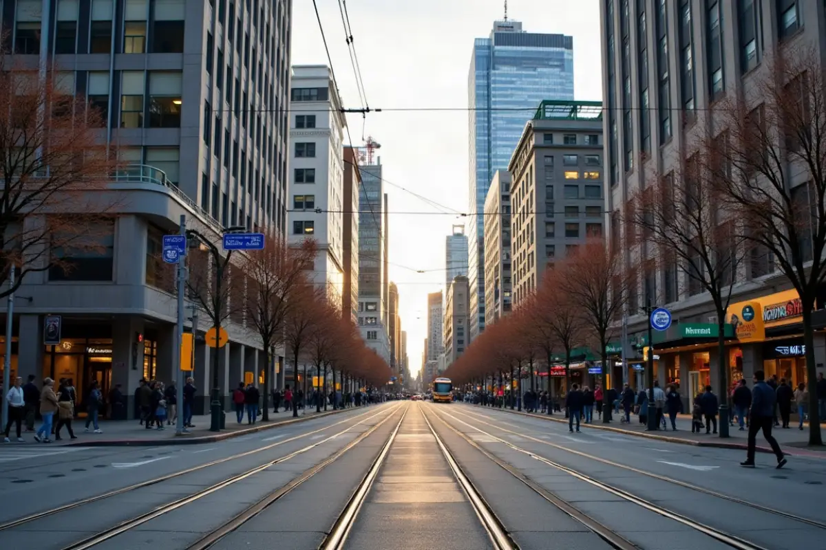 Downtown Seattle street view showing transit access and urban walkability near event venues.