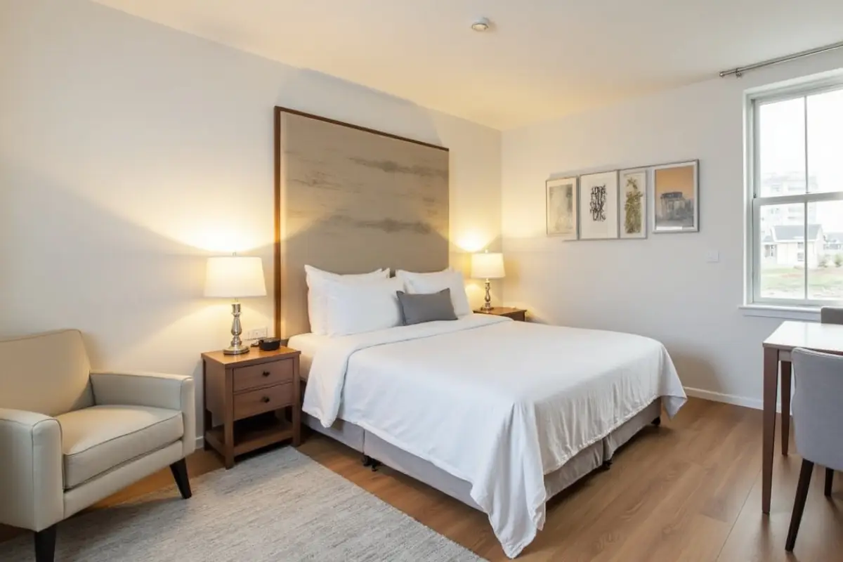 Turnkey interior of a furnished rental property suitable for short-term and mid-term stays.